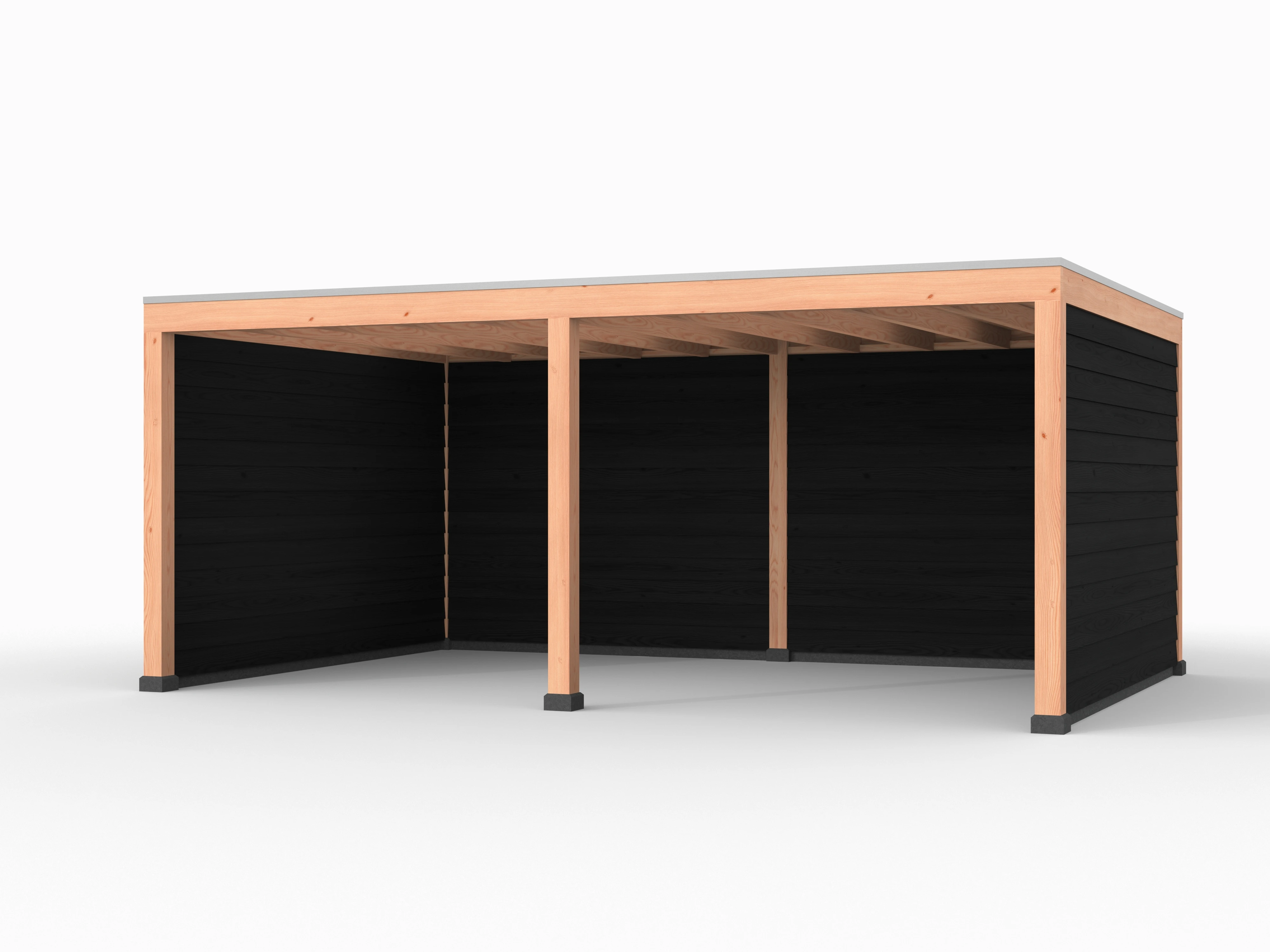 Douglas overkapping, 600 x 400, met achterwand en twee zijwanden, Westwood Elegant zwart - Afbeelding 1